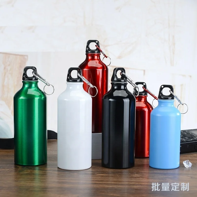 Promotional Custom Colorful Reusable 20 Oz Metal Aluminum Sports Drink Water Bottle 500ml 750ml With Carabiner Cover