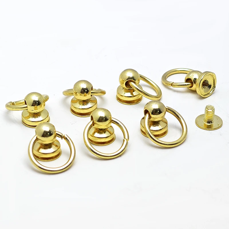 Bag Accessories Screwback Ball Studs Round Head Rivet with Pull Ring for Purse Wallet Phone Case