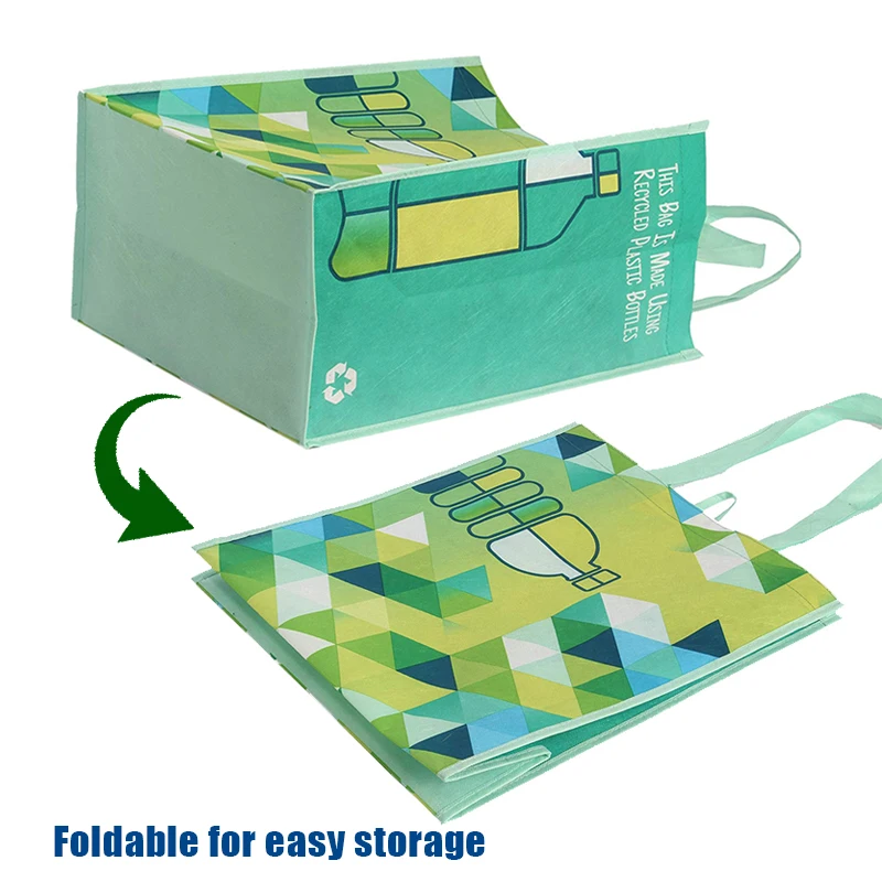 Heavy Duty Reusable Grocery Bag Made from Recycled Plastic Bottles Rpet Eco Friendly Tote Shopper Bag