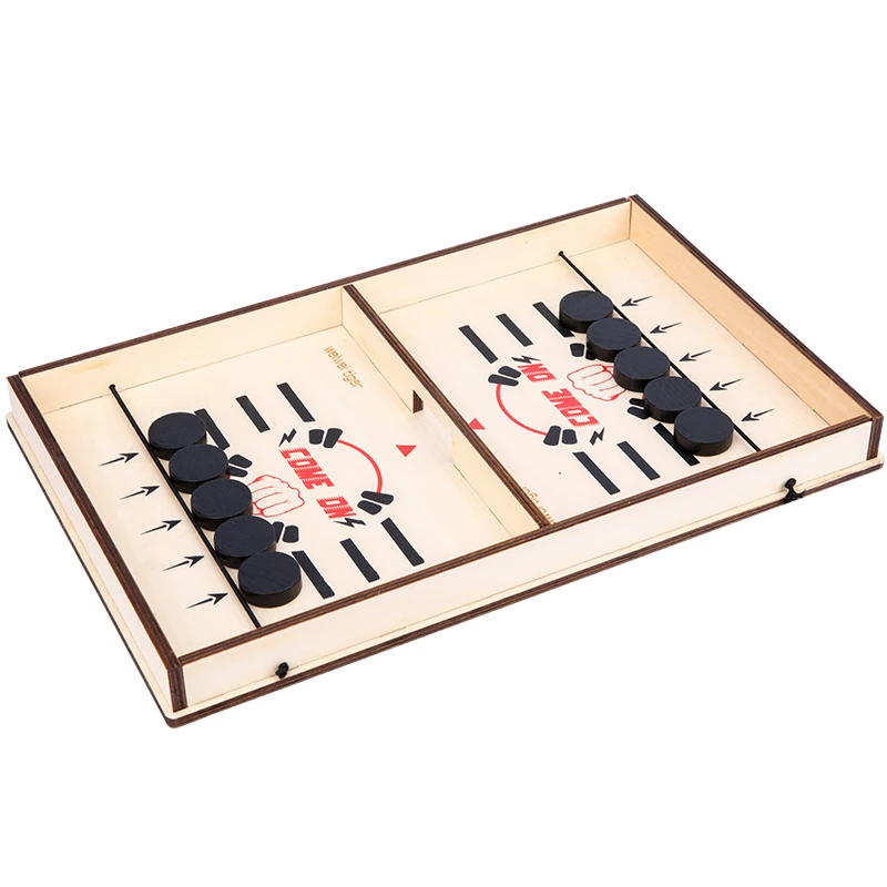 Portable Desktop Fast Sling Puck Interactive Table Ice Hockey Ejection Wooden Board Games For Adult And Kids