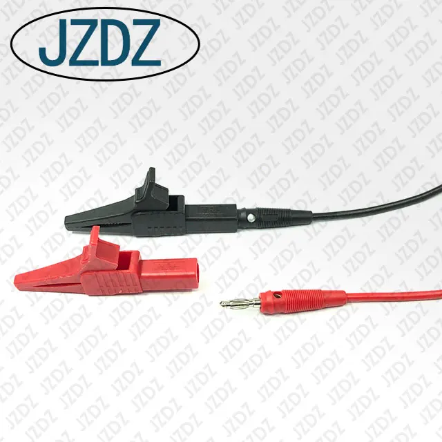 
JZDZ J.60039 4mm safety banana jack gun test clip copper plated nickel insert insulation large safety alligator clip 