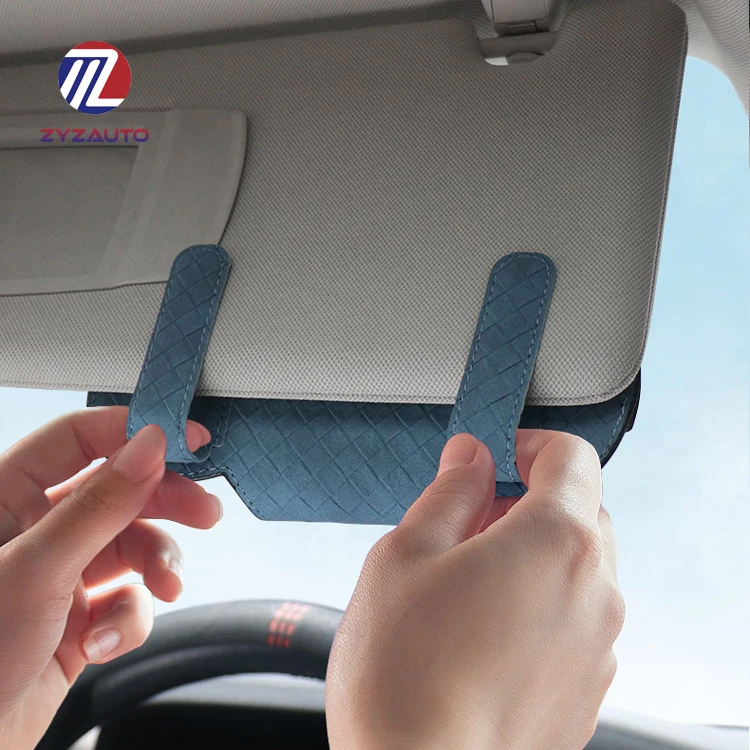 ZY Car Glasses Clip Sun Visor Sunglasses Multifunction Auto Accessories Glasses Holder PU Glasses Box Clip