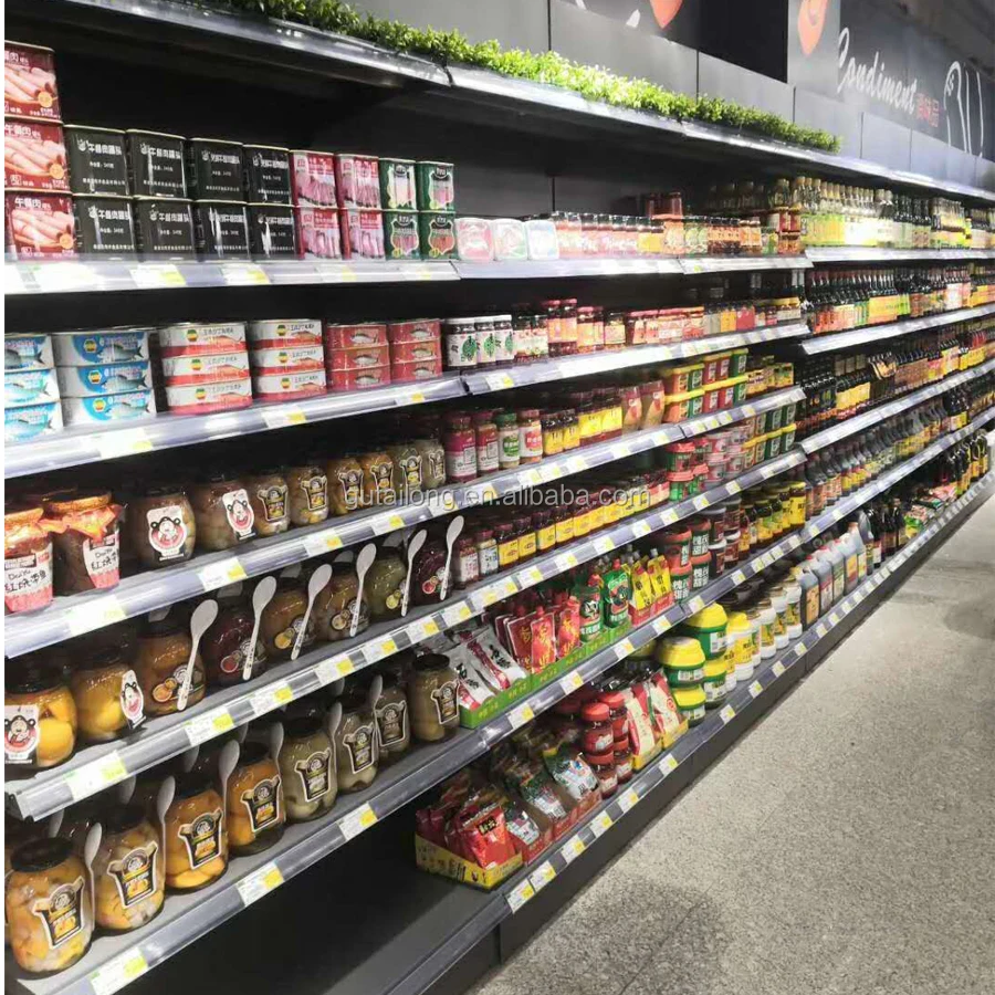 Индивидуальные полки для магазинов продуктов витрины стеллажи супермаркетов дизайнерские