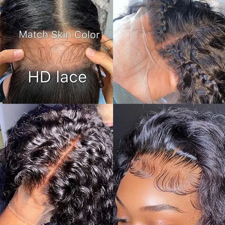Wholesale Brazilian Human Hair HD Transparent Lace Front Wig Deep Wave 13*4 HD Swiss Lace Frontal Wigs for Black Women