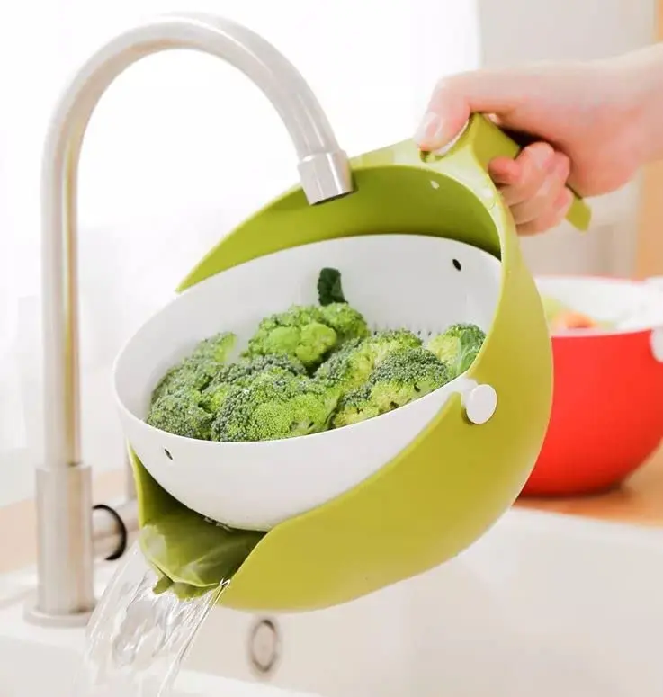 Двухслойная миска для мытья фруктов и овощей домашняя кухонная раковина вращающаяся