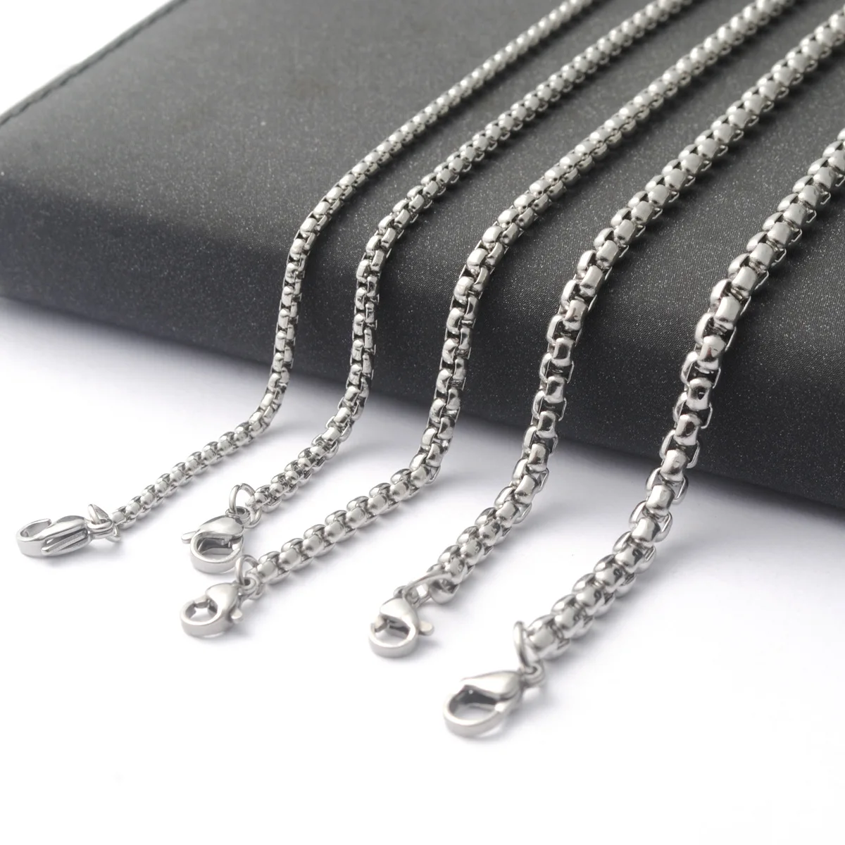 Wholesale Stainless Steel Necklace Chains Bulk Gold Silver Black Box Chain Necklace Diy Necklace Accessories for Unisex
