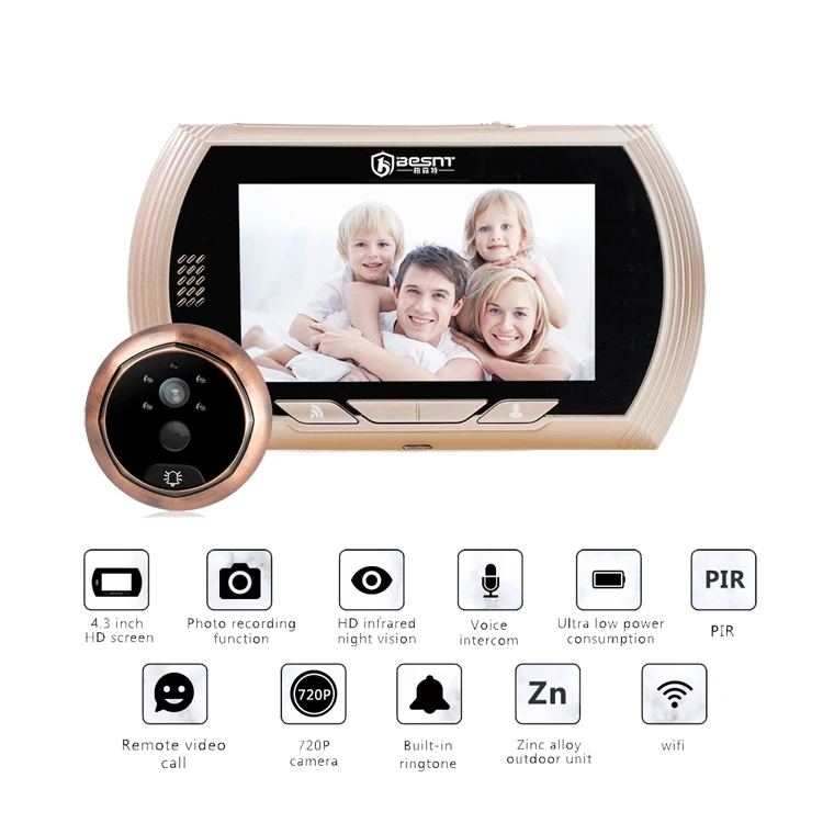 Дверной глазок видеокамера ночного видения Incom HF Security 4 3 дюйма с цифровой HD-камерой 160 градусов Цинковый поддержка Aloy 8