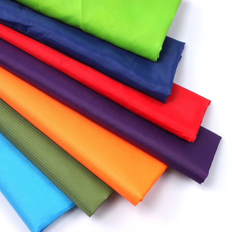 Stock 190t waterproof ripstop polyester taffeta fabric for string bag cosmetic makeup bag wadded jacket lining luggage lining