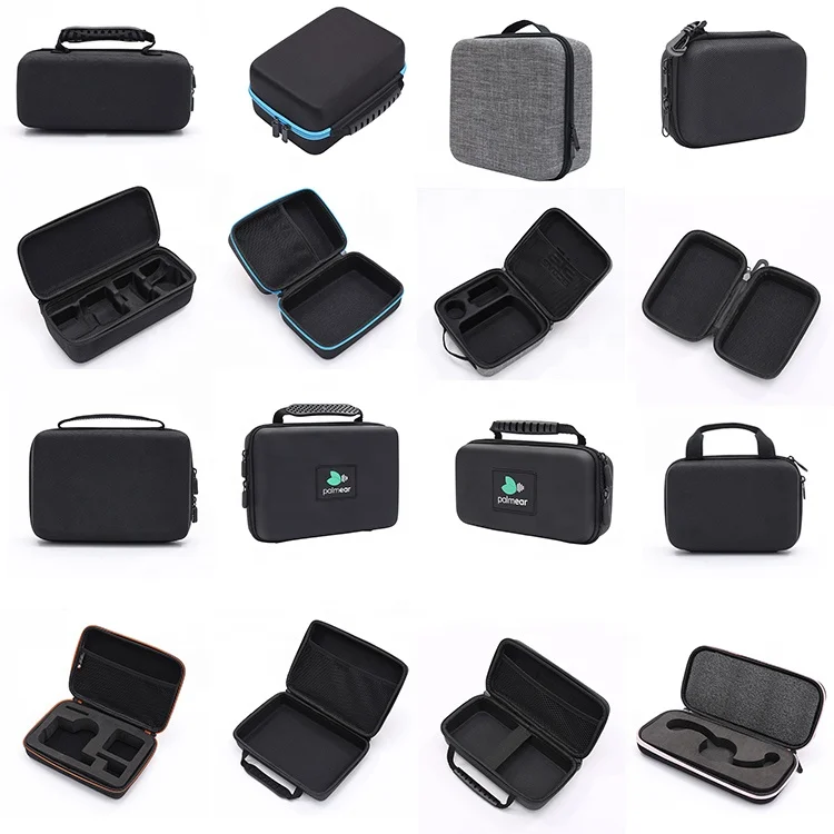 blue pu hard shell protective eva decorative camera bag case