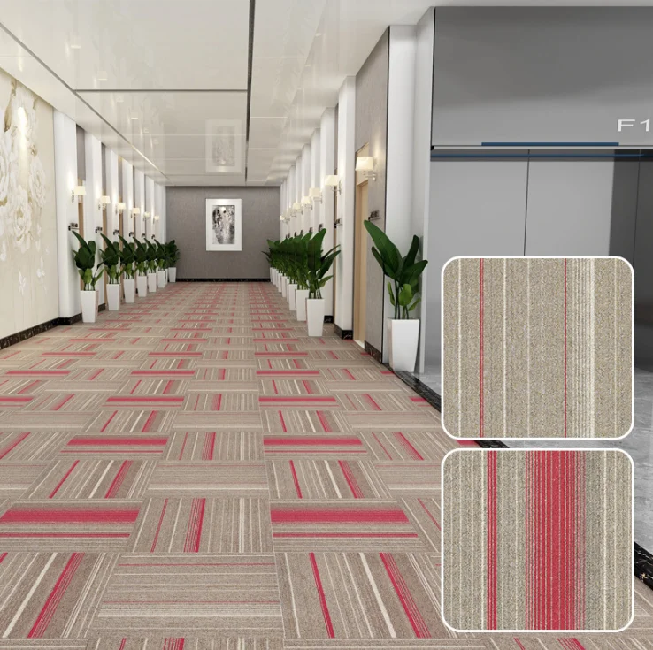 Office home and entertainment places are fully paved with spliced polypropylene carpet 50X50cm Asphalt bottom