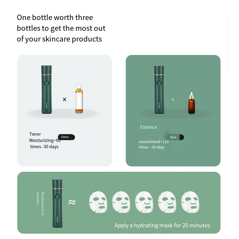 USB recharge Hydrating Facial Oxygen Sprayer Electric Facial Steamer 3 Hours 5W