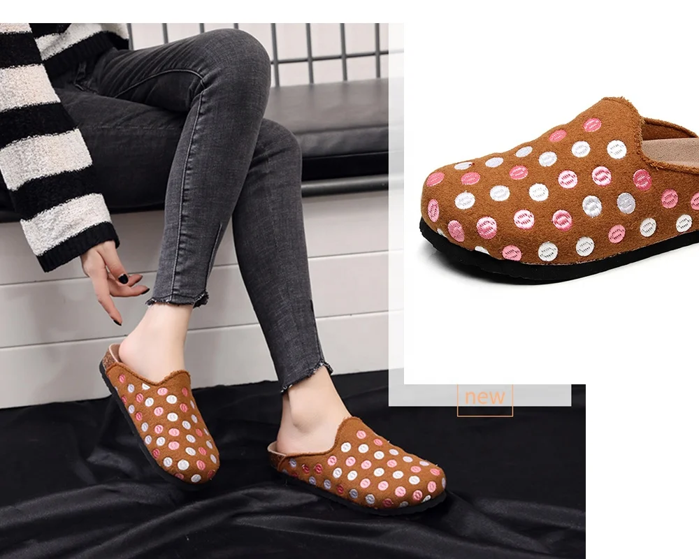 New Styles Nice Embroidery Felt Clogs for Women Ladies Teens with Comfort Cushion Insole