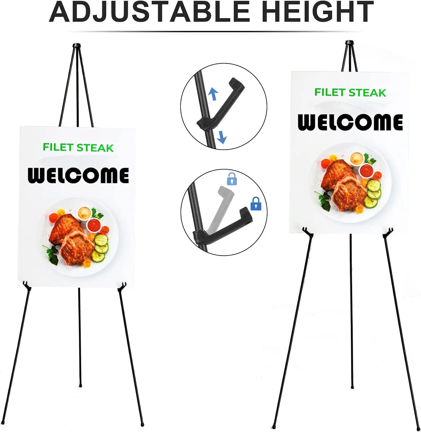 Black Metal  Easel Organizer Wedding Signs and Poster Display Stand Foldable Painting Stand Tripod Display Stand