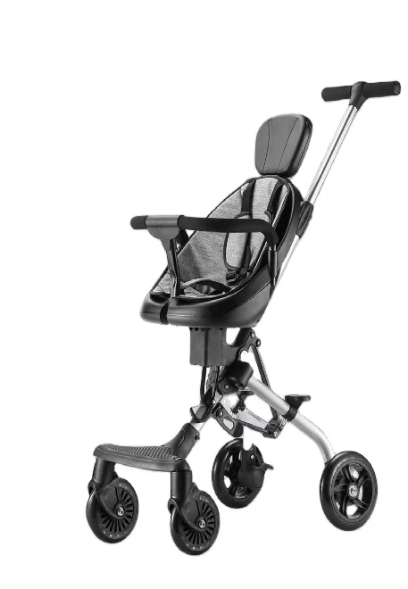 Adjustable Handle Lightweight Portable Rattan Pram Buggy Foldable 2-in-1 Alloy Frame for 3-Year-Olds