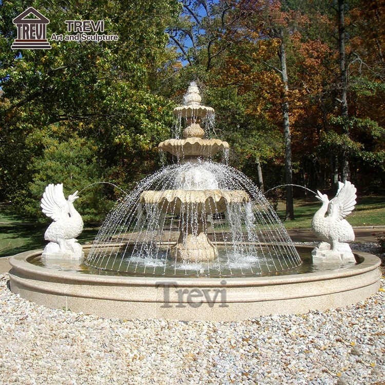 Large Outdoor Decoration Natural Stone Marble Swan Statue Garden Fountain for Sale