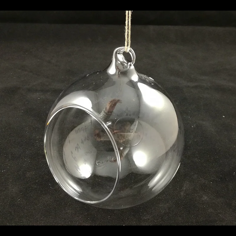 Factory Wholesale In Stock Cheap Clear Glass Xmas Ball Tealight Holder/Ball Pendant Tealight Holder/Ball Candle Holder for Home