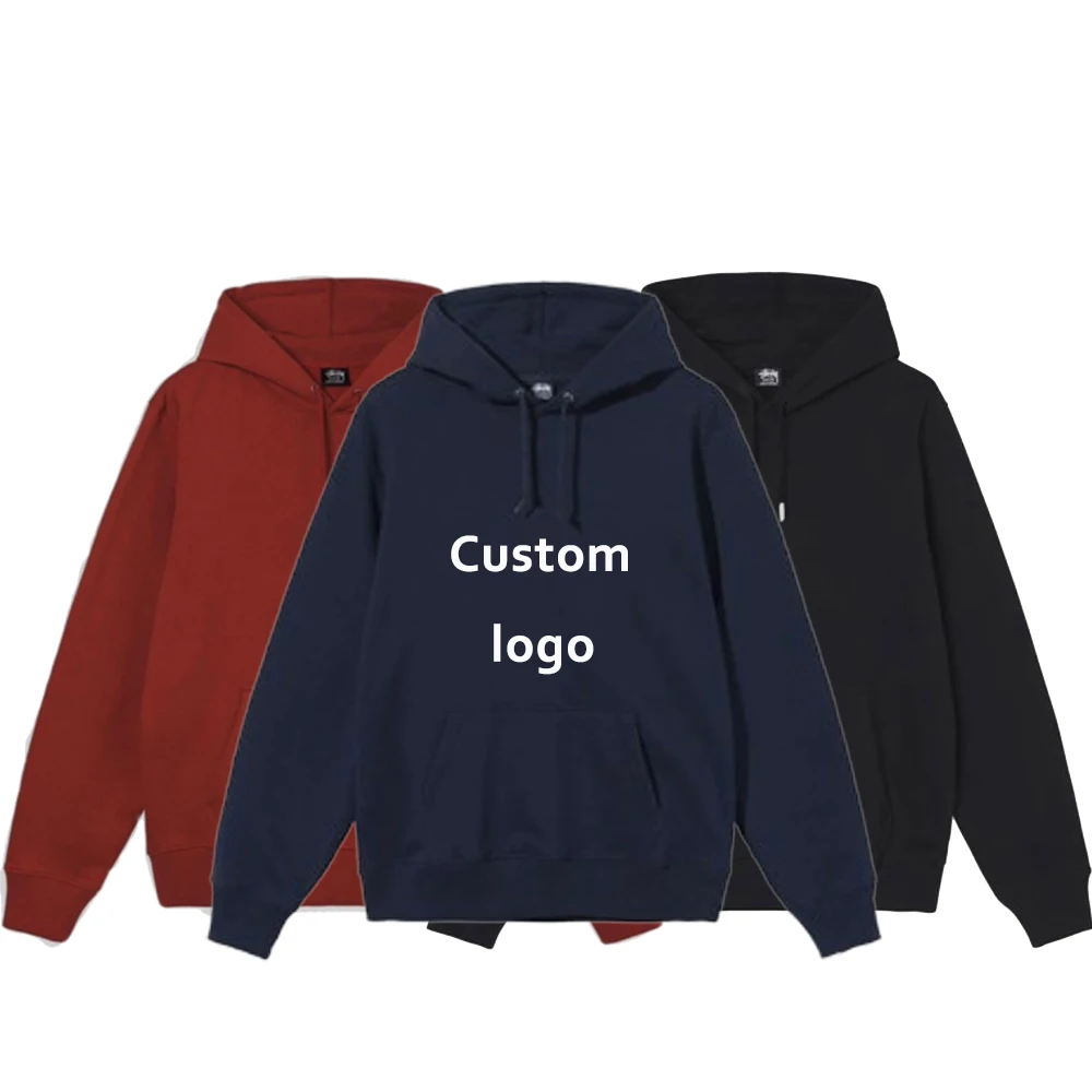 Hot Custom Logo Mens Hoodies Cotton Pullover Embroidery Heavy Weight Oversized Mens Hoodie
