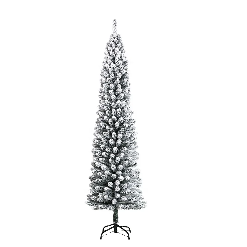
2020 new products 7ft pencil tree umbrella christmas tree flocking Christmas tree snow 