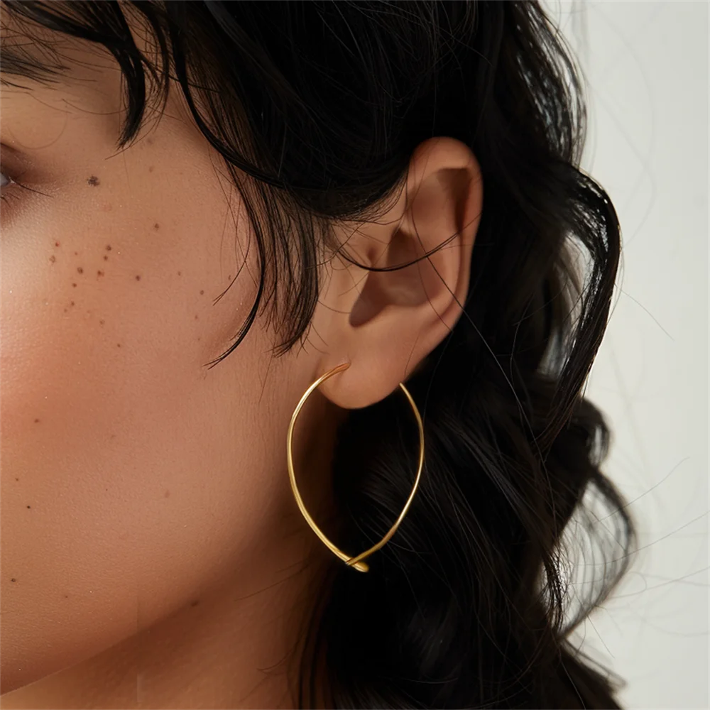 CANNER simple 925 sterling silver large line circle ear ring earrings