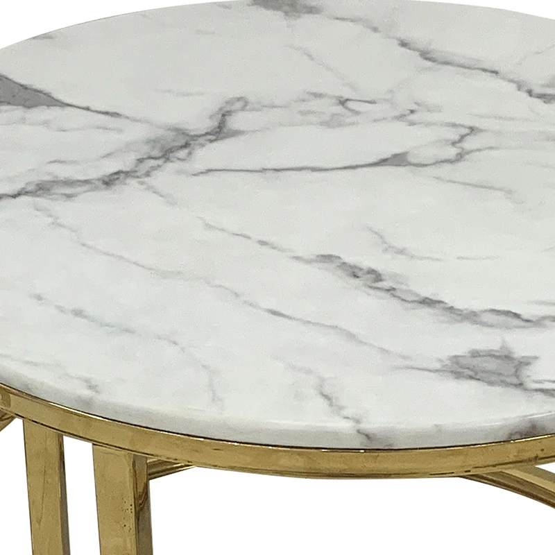 Роскошный кофейный столик из 2 предметов с мраморной поверхностью