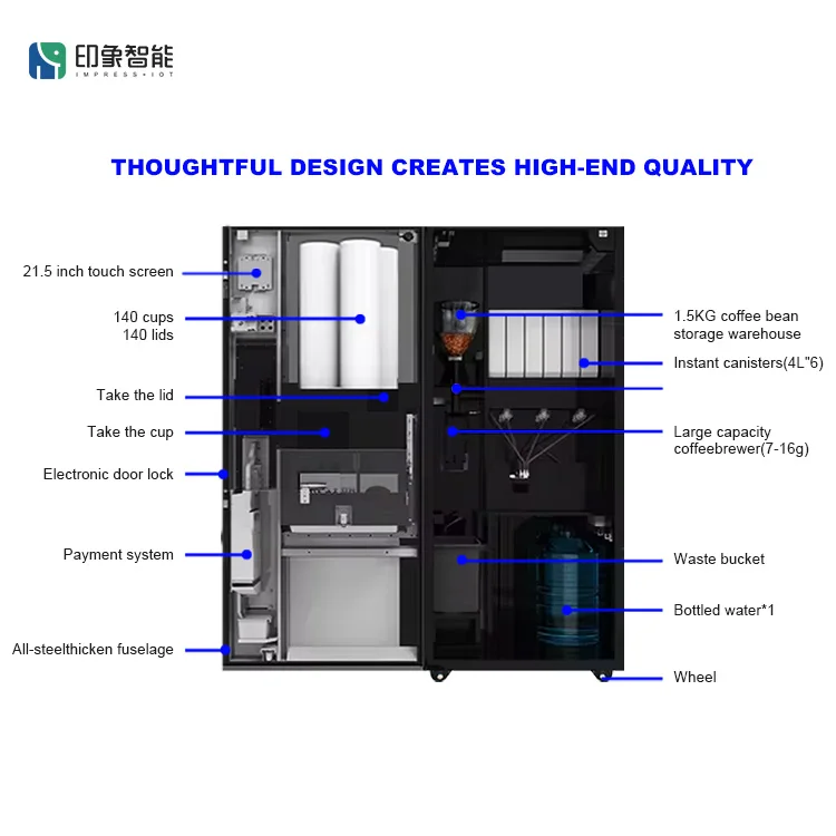 IMT  High-End Touchscreen Automatic Coffee Vending Machine with Muti payment method