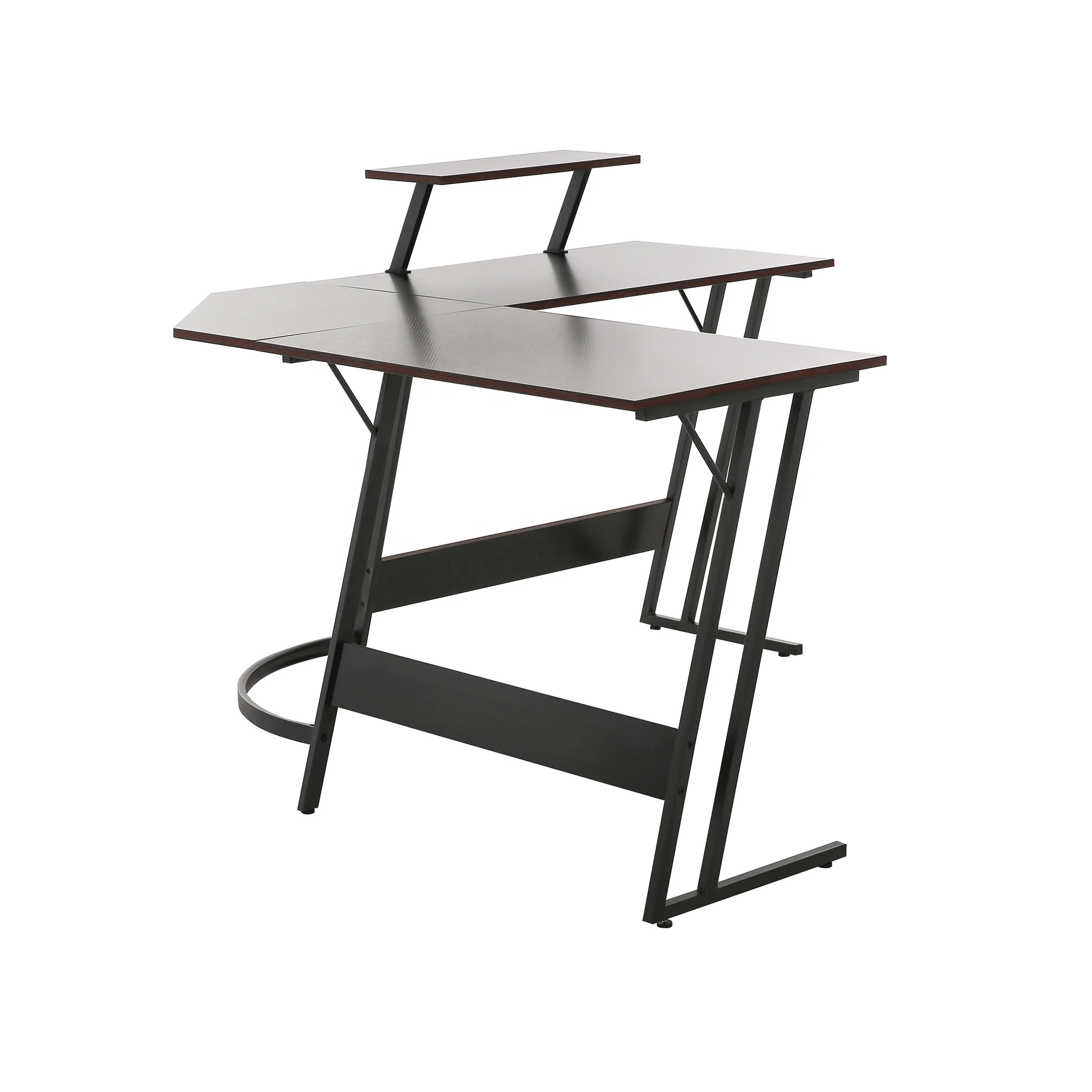 L Shaped Computer Corner gaming table pc Desk with Monitor Shelf