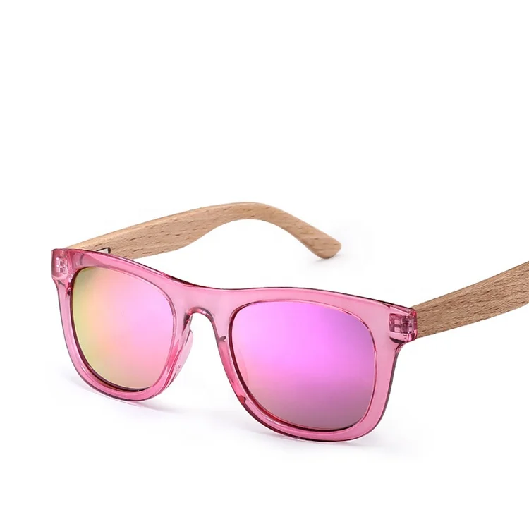 Wholesale Wooden Bamboo Children Kids Polarized Anti-UV with Engraved Brand Logo Print Wood Sunglasses Polarized For Girl Boys
