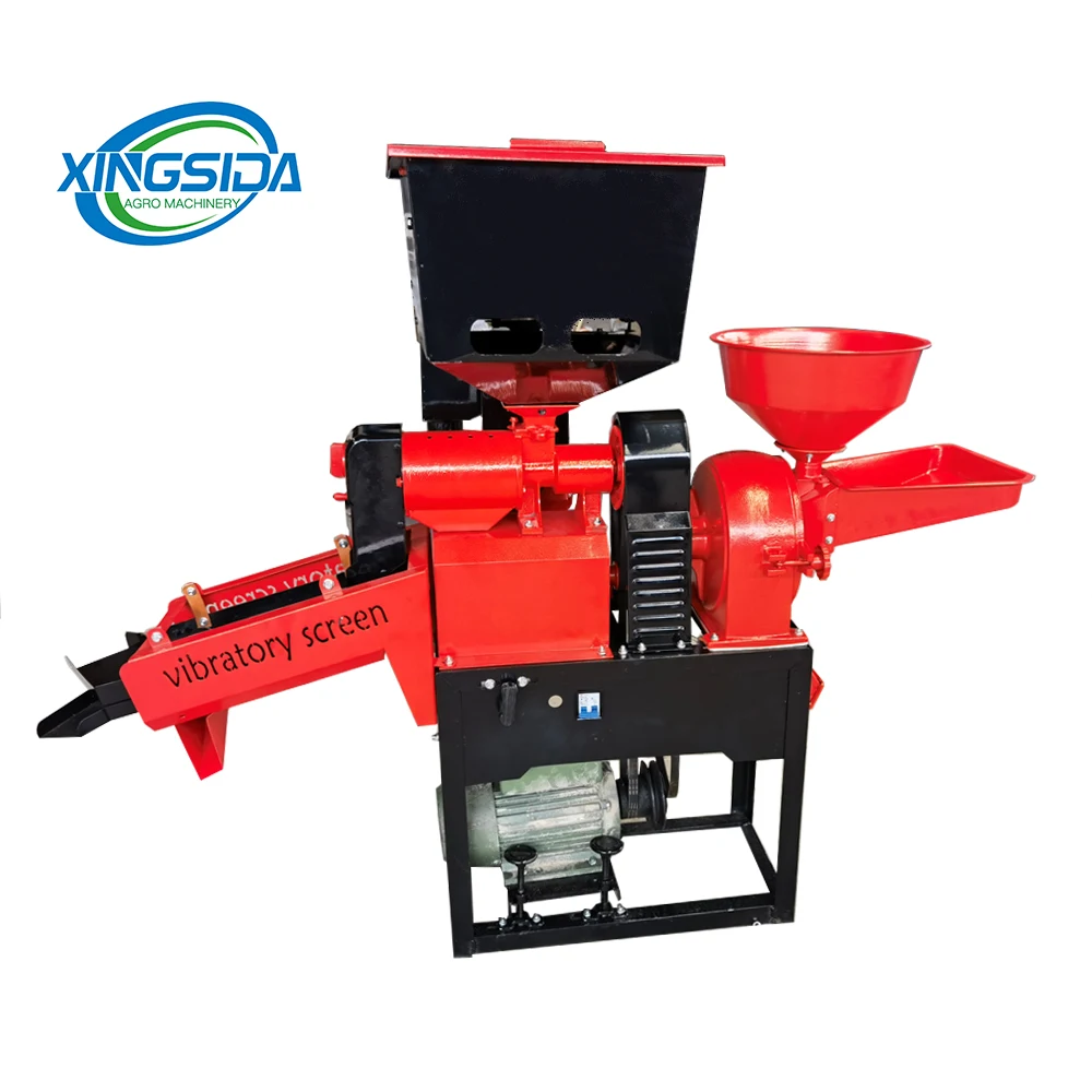 High quality 4in1 rice milling machine vibration screen combine rice mill with grinder pulverizer maize milling