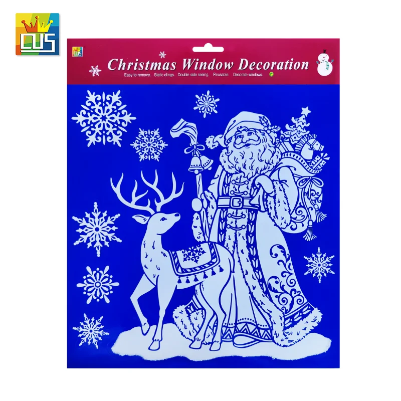 Горячая Распродажа Декор зимние снежинки сани лось снеговик узор двухсторонние статические наклейки на окна автомобиля многоразовые