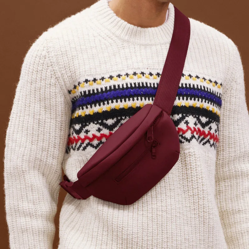 Custom Burgundy Large Capacity neoprene bag set Gym Sports Fanny pack Travel bag Women backpack