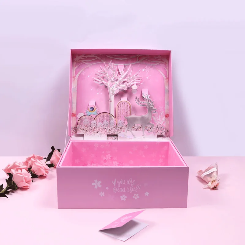 
Luxury Paprer Creative Bridesmaid Boxes 3D Star Unicorn Design Birthday Gift Box Packaging 