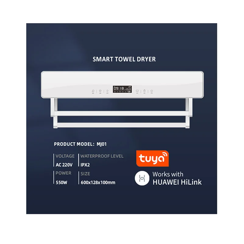 Bathroom Toilet Wall Mounted Electric Heated Bath Towel Drying Rack Towel Disinfection Warmer Heated Towel Rack