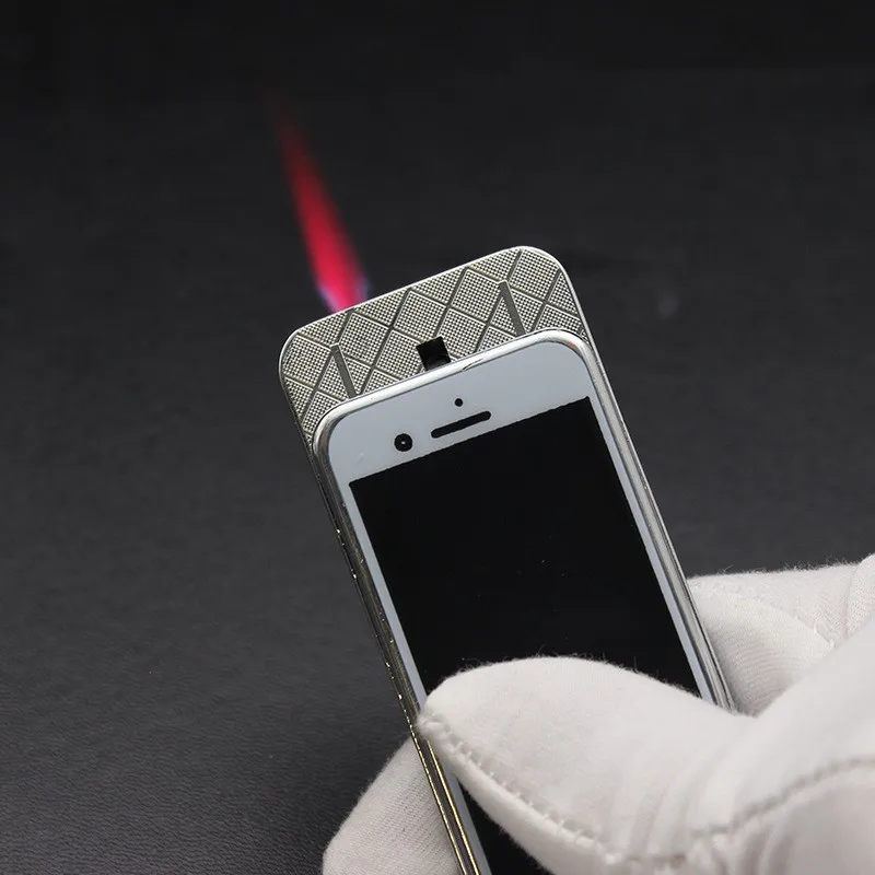 Cigarette Lighters Windproof Lighter Phone Model Metal Fire Single Torch Butane Gas Jet Cigar Lighters Smoking Accessories