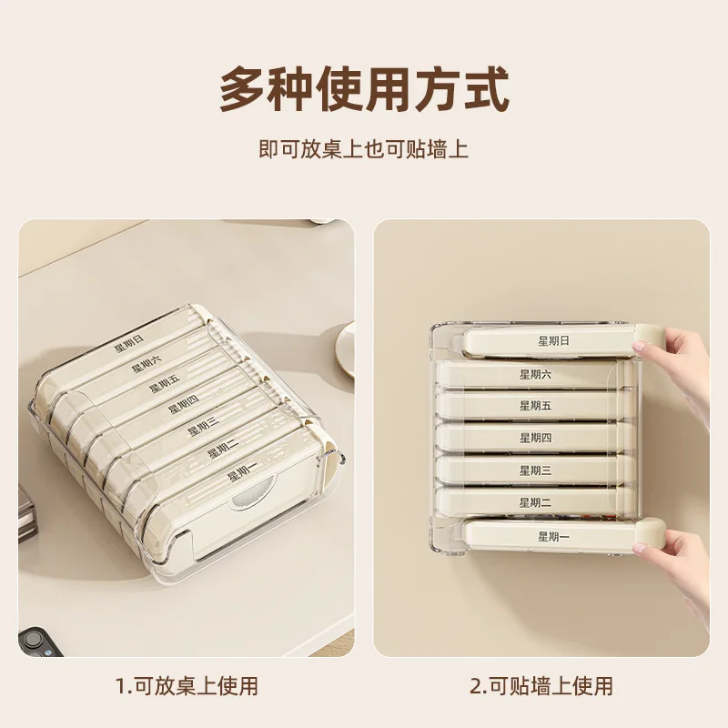 Convenient medicine box seven days a week 28 boxes of classified medicine box Elderly people carry