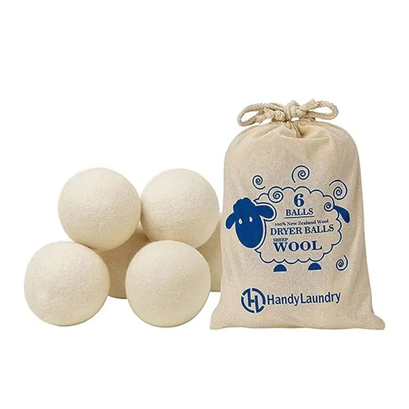 Reusable 6 Pack Laundry Wool Felt Dryer Balls Natural Fabric Softener Reduces Clothing Wrinkles and Saves Drying Time