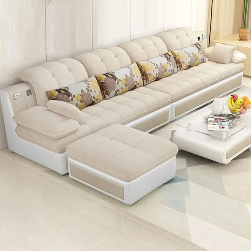 Modern leisure leather couch corner sofa set furniture living room sofas Luxury velvet fabric l shape sofa bed
