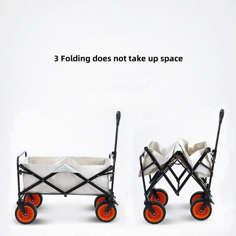 Garden Camping Cart Collapsible Outdoor Wagon Steel Frame Folding Picnic Beach Trolley Cart Utility Travel Folding Beach Wagon