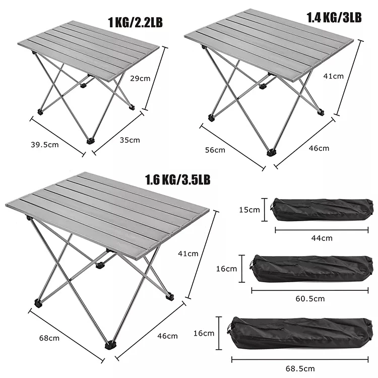 LARIBON Outdoor Furniture Custom Portable Lightweight Aluminium Picnic Table Outdoor Camping Folding Roll Picnic Table