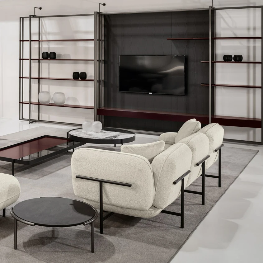 Villa sofa high quality white boucle fabric luxury premium couch cloud italian sofa set luxury