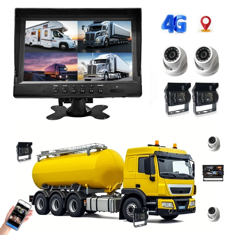 Прямые продажи оптовая продажа 4 дюйма 9 дюймов Разделенный экран 1080P камера * 2 монитор для грузовика с 4g Wi-Fi GPS автопомощь реверсирование