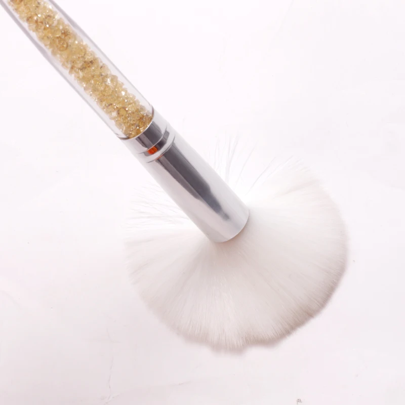 Nail Tools Dust Brush Long Handle Transparent Crystal Rod With Diamond Soft Makeup Blush Brush Nail Loose Powder Cleaning Brush