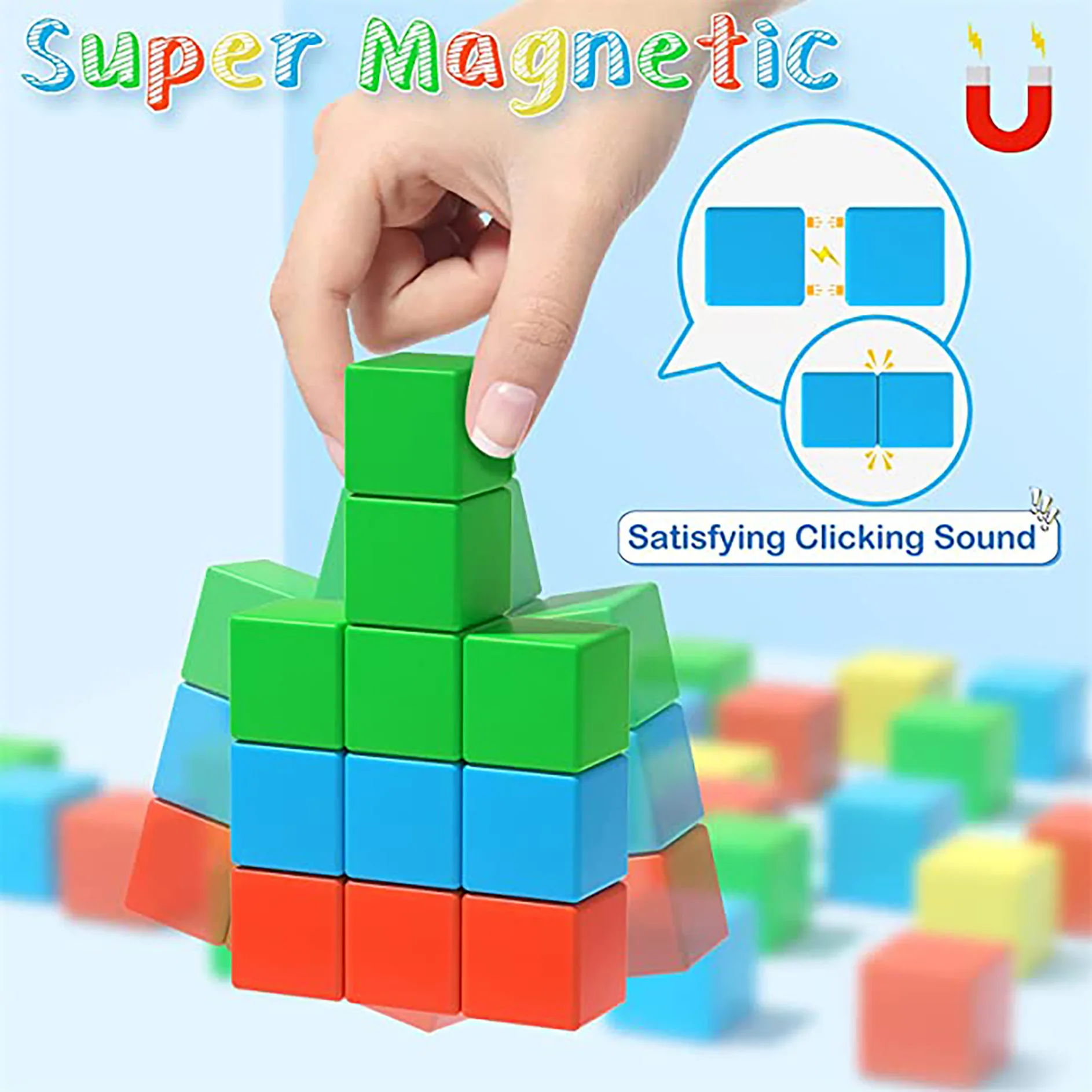 36 Pieces Large Magnetic Building Blocks for Toddlers Toys Age 2-4 teaching resources Magnetic Cubes for Kids