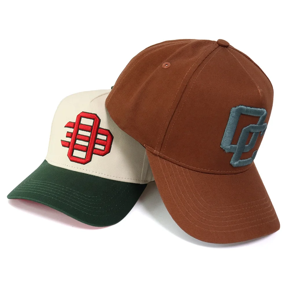 5 panel curved structured with contrast colors 2 tones with custom logo baseball cap solid color with shipping price
