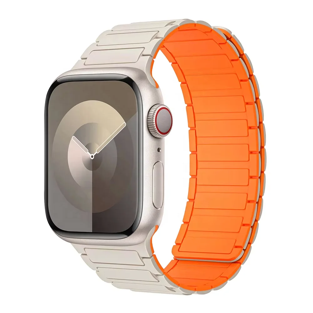 Модный Магнитный силиконовый ремешок из искусственной кожи для iWatch 7 6 5 SE Мягкий Роскошный сменный 38/40/41 мм 44/45/49