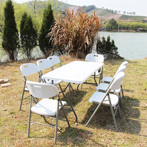 Factory direct banquet plastic portable tables lightweight dining white folding table