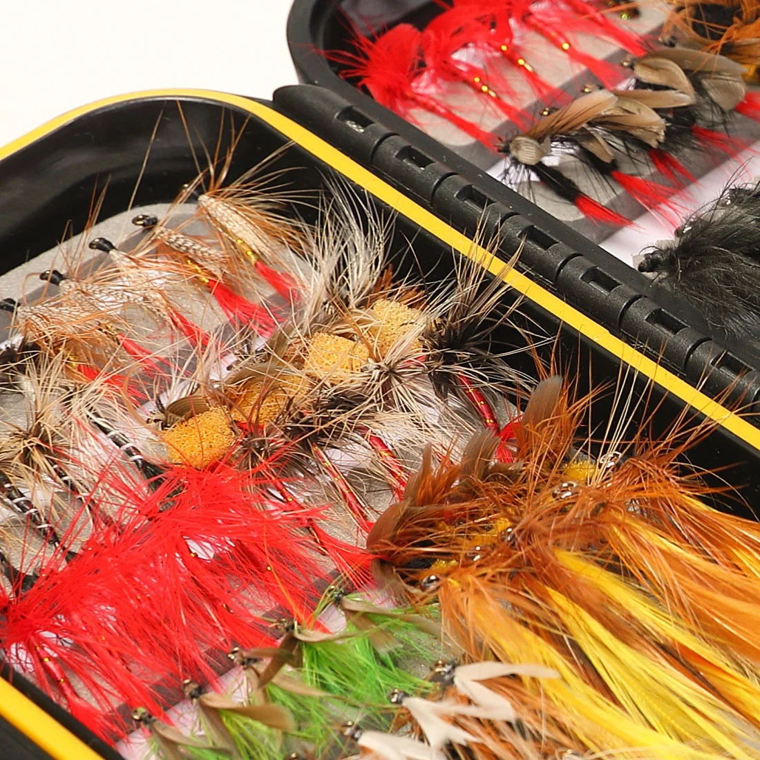 
Fly Fishing Flies Kit 120pcs Handmade Lures Dry/Wet Flies,Streamer, Nymph, Emerger with Waterproof Fly Box 