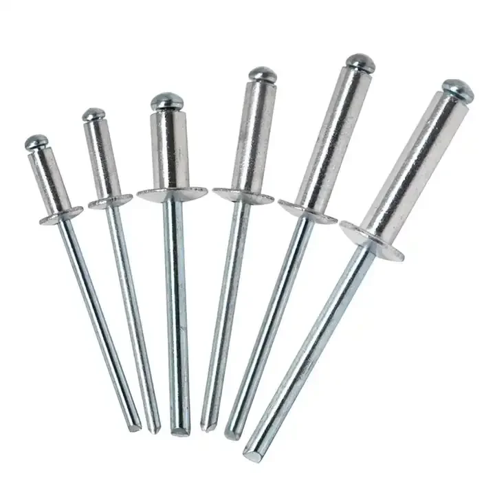 2.4mm 3mm 3.2mm 4mm 4.8mm 5mm 6.4mm DIN7337 Dome Head Open End Aluminum Body Steel Mandrel Pop Rivets Aluminium Blind Rivet