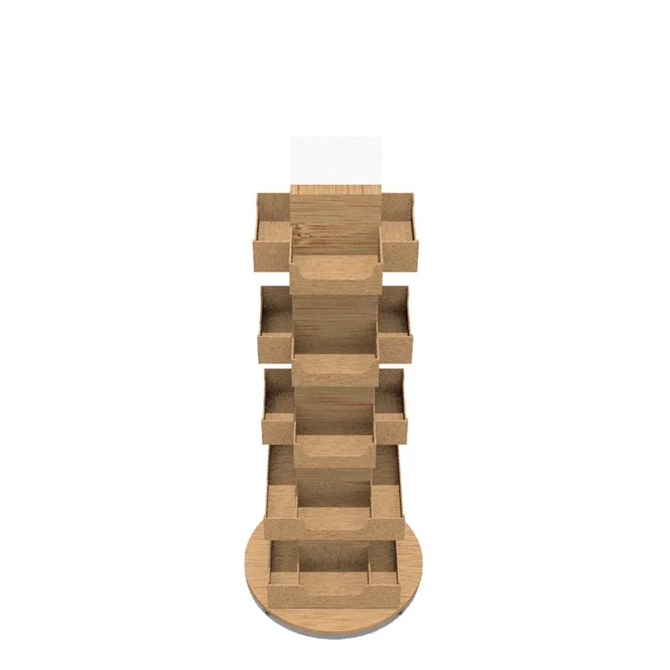 Wood Book Magazine Brochure Display Stand with Wheels