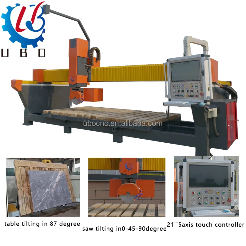 45 Degree Stone Cnc 3220 5 Axis 4+1 Bridge Saw Cutting Machine Countertops Quartz Granite Marble Machinery Price