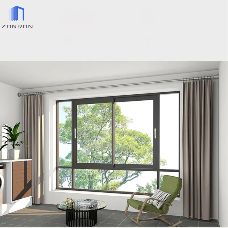 Zonron Modern Popular 2 Track Window Australian Standard Aluminium Framed Sliding Glass Window